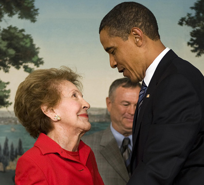 President Barack Obama honors the former First Lady Nancy Reagan.