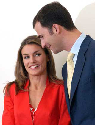Letizia Ortiz and Prince Felipe of Asturias during their engagement